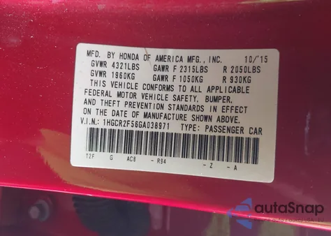 2016 Honda Accord Sport from USA, damaged, VIN 1HGCR2F56GA038971